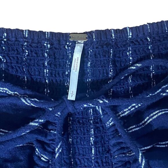 Free People Evey Peasant Top Tie Neck Navy White Striped Balloon Sleeves Small - Picture 9 of 9